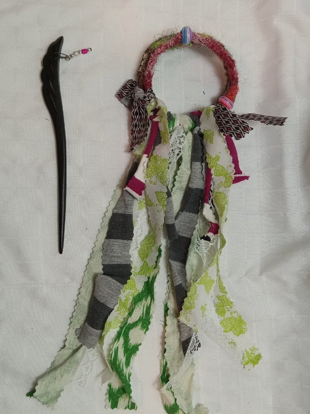 One of a kind round dreads /hair wrap made of synthetic dreads & pic